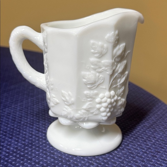 Westmoreland Milk Glass Creamer/pitcher Grape Design 5.25” tall - Picture 1 of 8